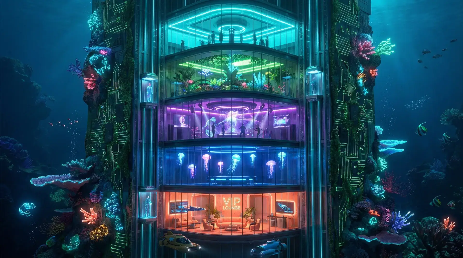 非凡娱乐 海底珊瑚摩天楼VIP大厦剖面图